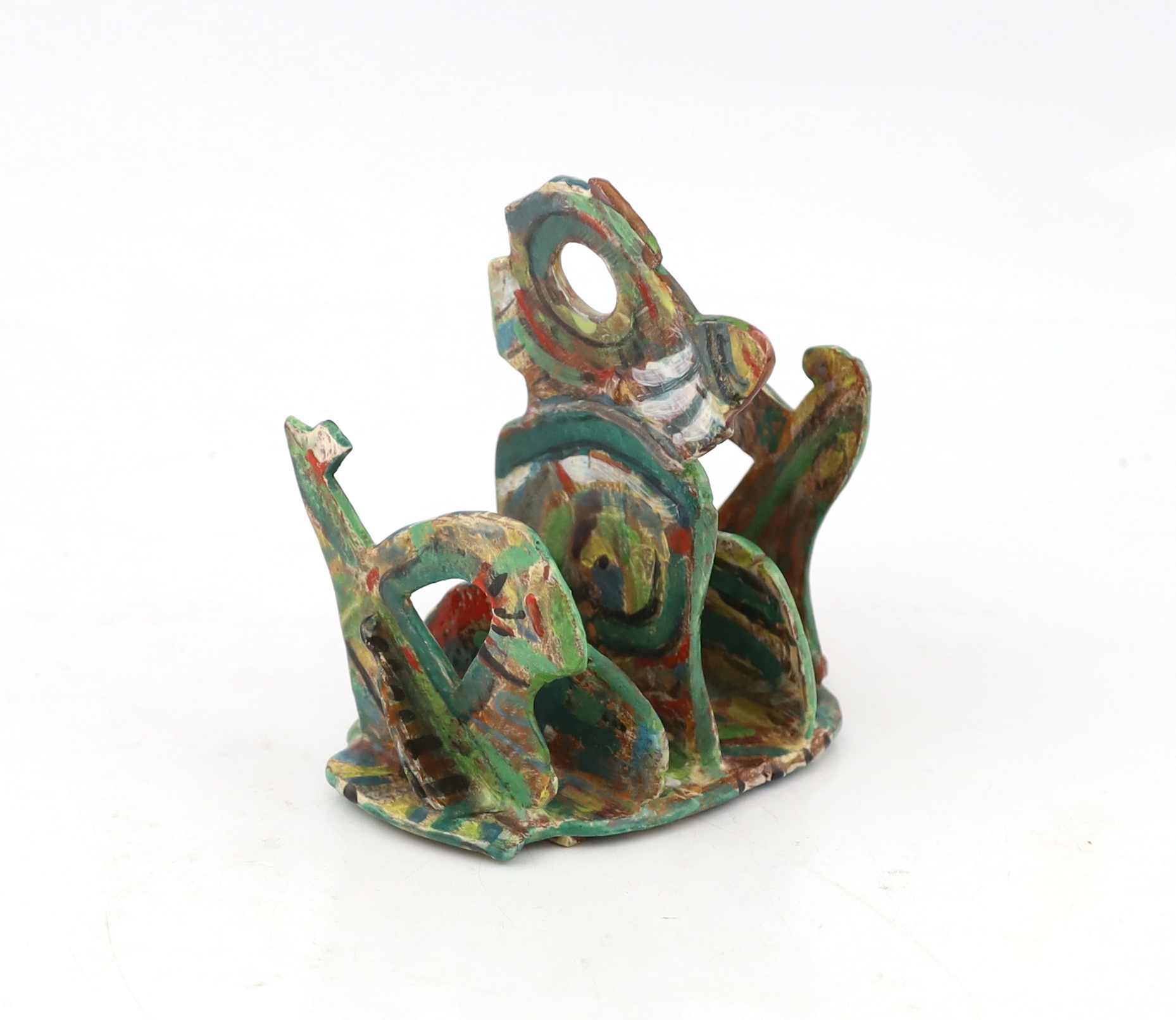 § Angus Suttie (1946-1993), a multi coloured glazed pottery toast rack